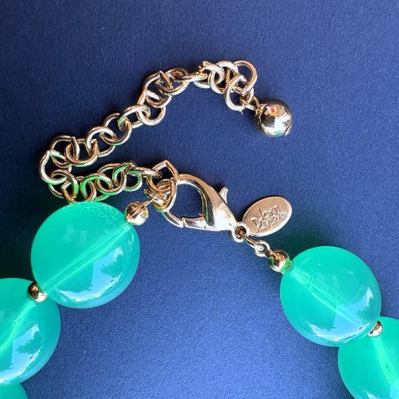 VTG Joan Rivers Green Chunky Acrylic Lucite Choker Necklace Graduated Bead 19" - Picture 7 of 8